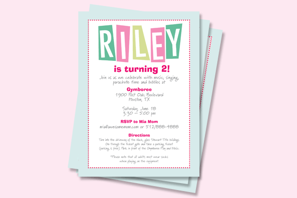 Gymboree party invitation